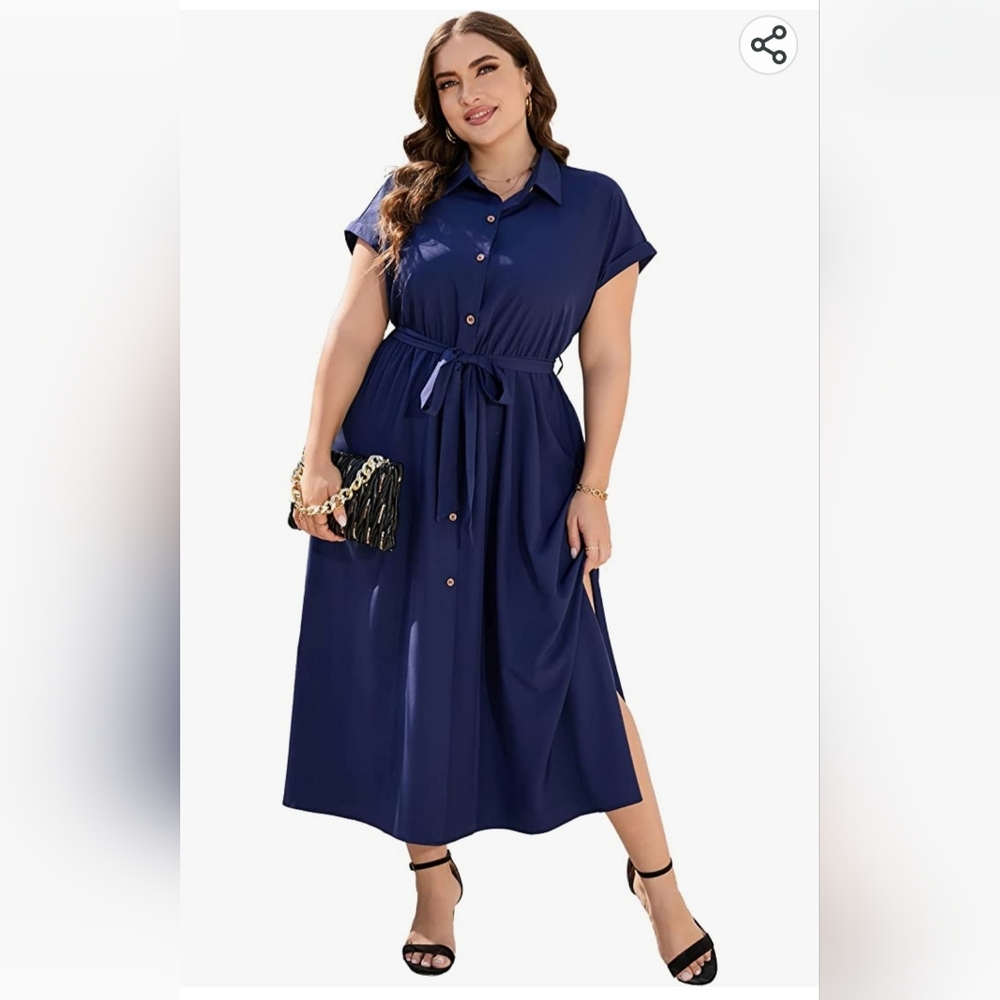 Navy blue button down dress